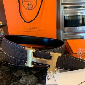 Hermès Euro 90 H Belt Buckle reversible leather.